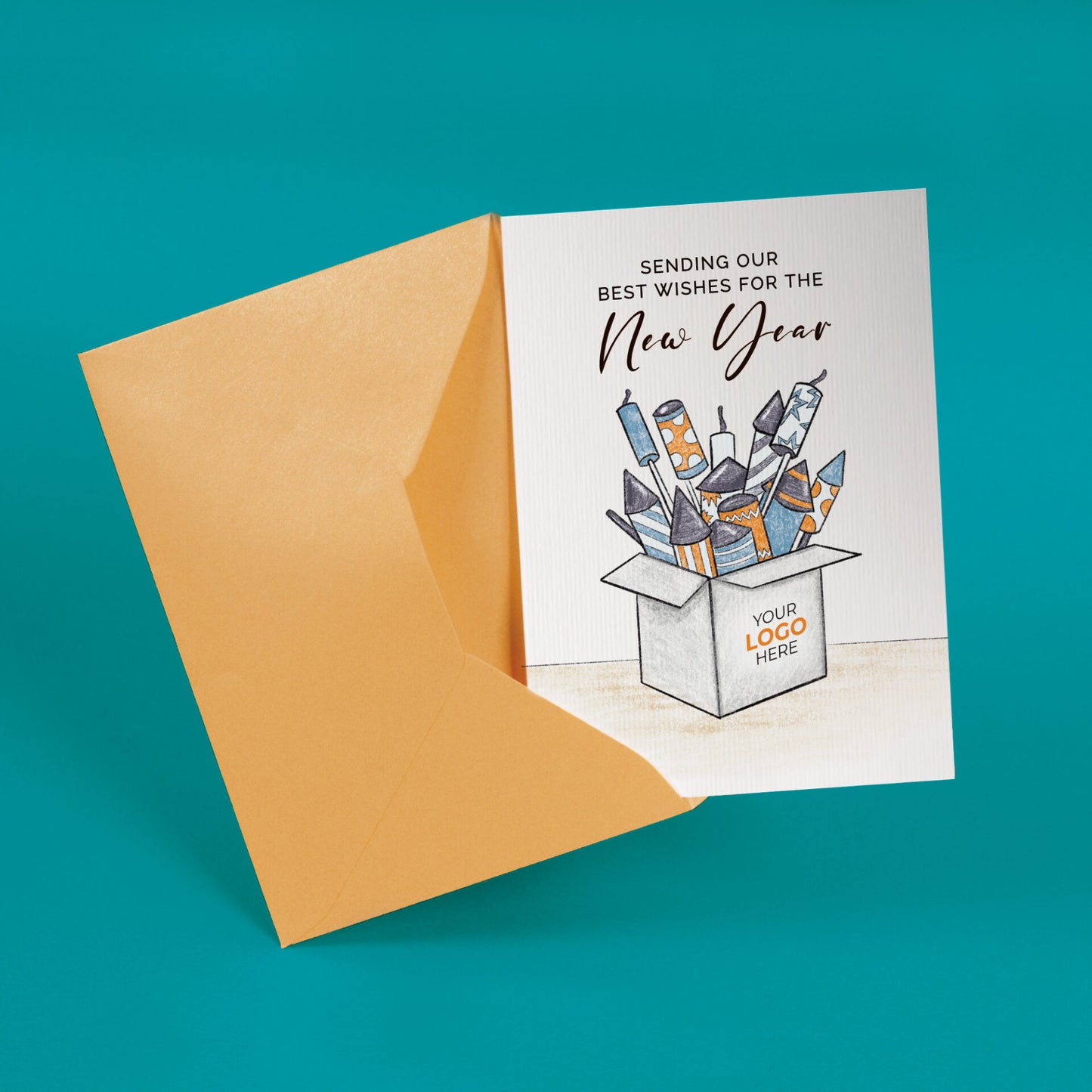 Fireworks in a Box' Personalised Corporate Branded New Year Greeting Cards image 2