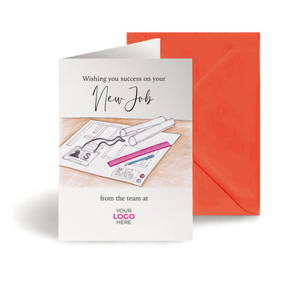 Design Engineer Plans’ Personalised Corporate Branded New Job Greeting Cards image 0