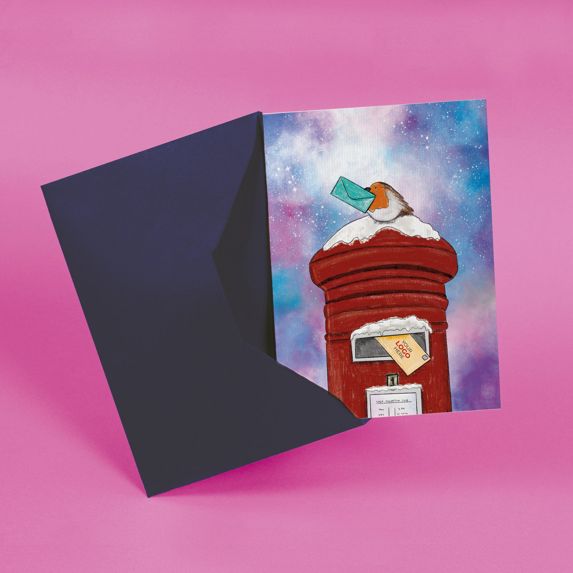 Postbox & Robin' Branded Christmas Cards image 1