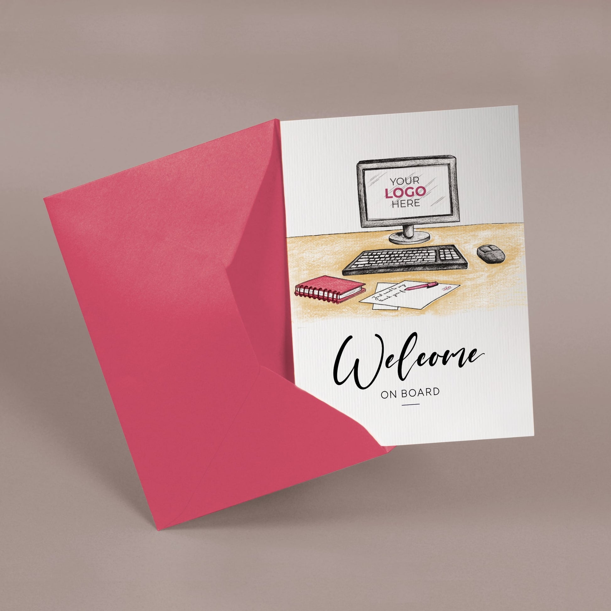 ‘Computer Desk’ Personalised Corporate Branded Welcome Greeting Cards image 2