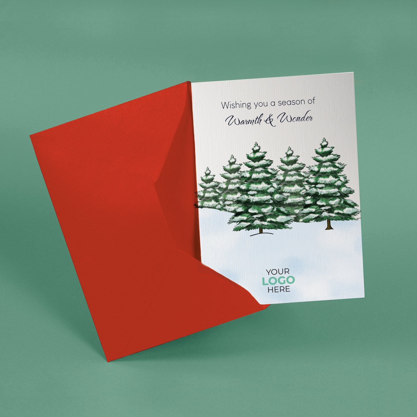 ‘Snowy Trees' Personalised Company Christmas Cards image 1