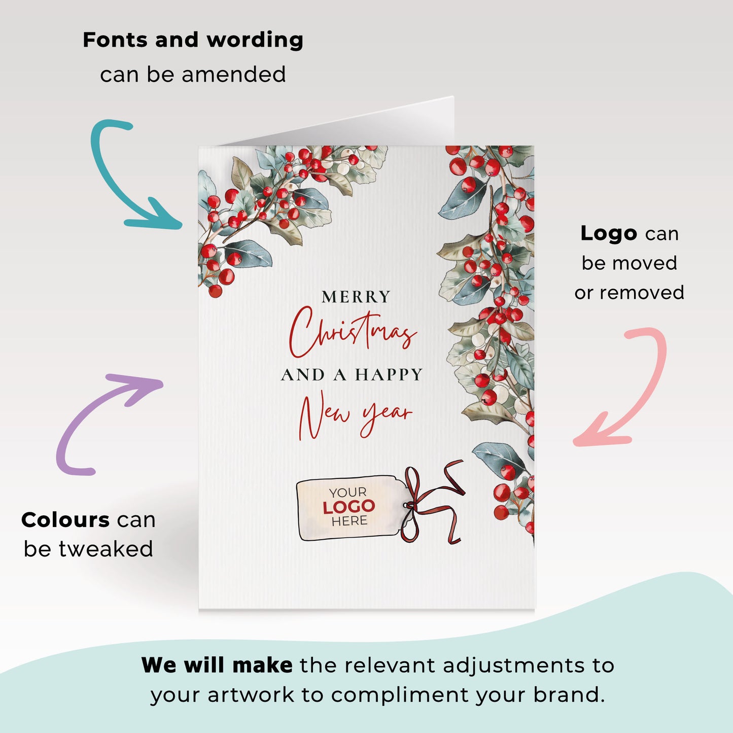‘Simply Holly' Personalised Company Christmas Cards image 2