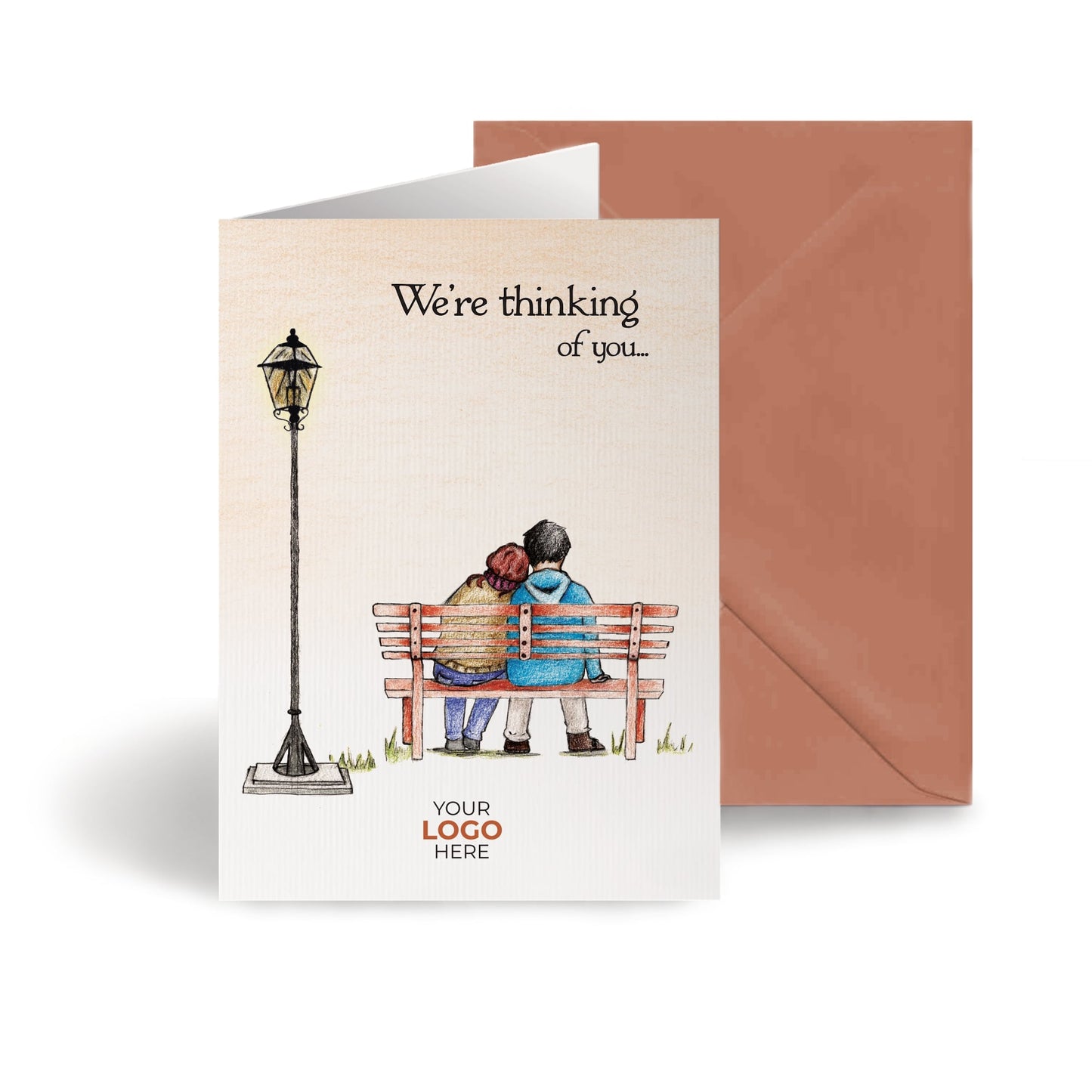 ‘Park Bench’ Personalised Corporate Branded Thinking of You Greeting Cards image 0