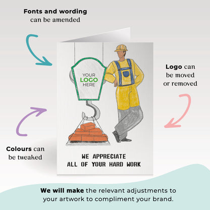 Crane, Bricks & Builder’ Personalised Corporate Branded Trades People Greeting Cards image 1