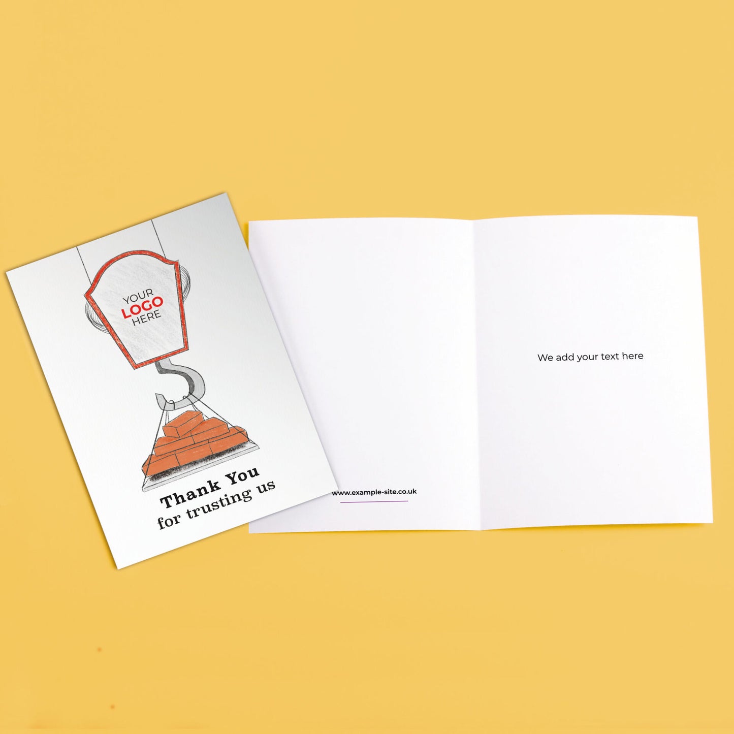 Crane Lifting Bricks’ Personalised Corporate Branded Trades People Greeting Cards image 3