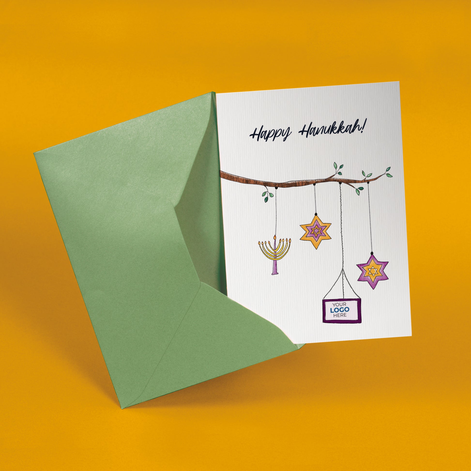 Hanukkah Branch' Business Religious Festival Cards image 1
