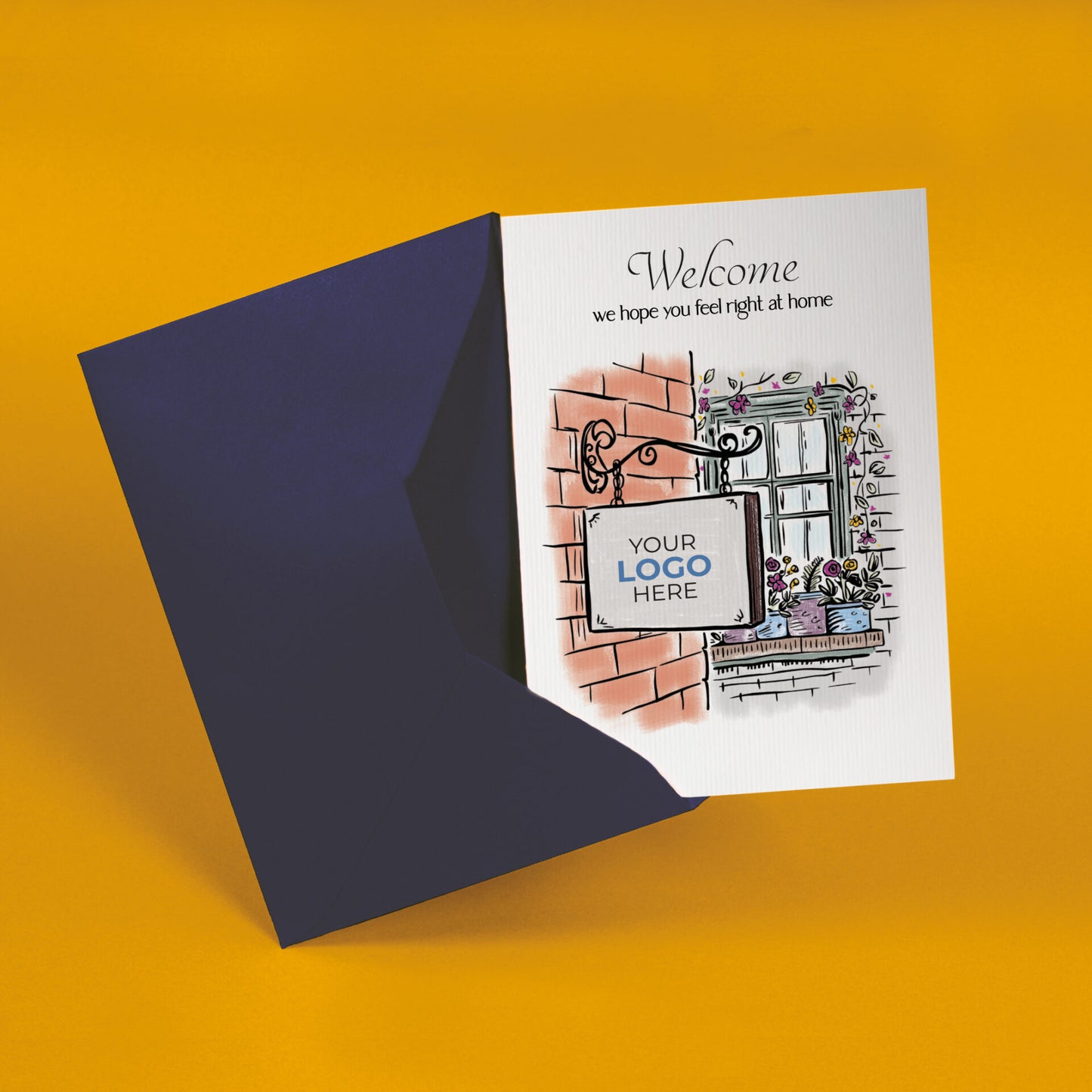 ‘Hanging Sign’ Personalised Corporate Branded Welcome Greeting Cards image 2