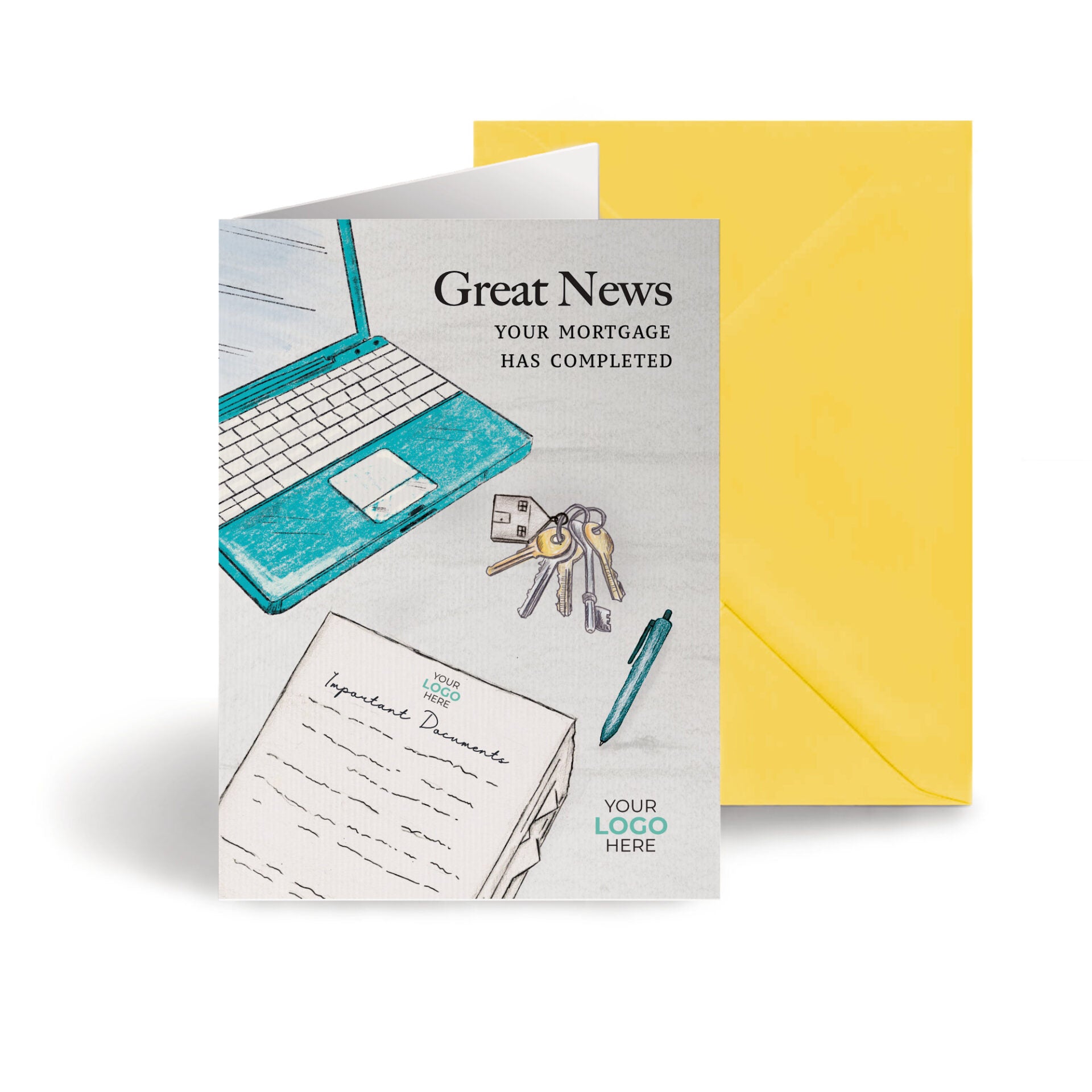 Documents & Laptop' Personalised Corporate Branded Property Greeting Cards image 0