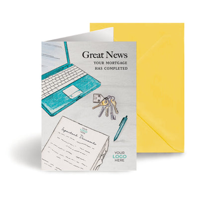 Documents & Laptop' Personalised Corporate Branded Property Greeting Cards image 0