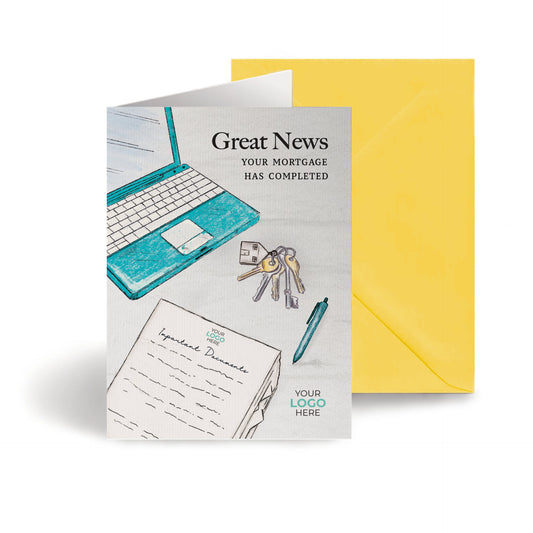 Documents & Laptop' Personalised Corporate Branded Property Greeting Cards image 0