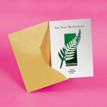 ‘Single Leaf’ Personalised Corporate Branded Retirement Greeting Cards image 2