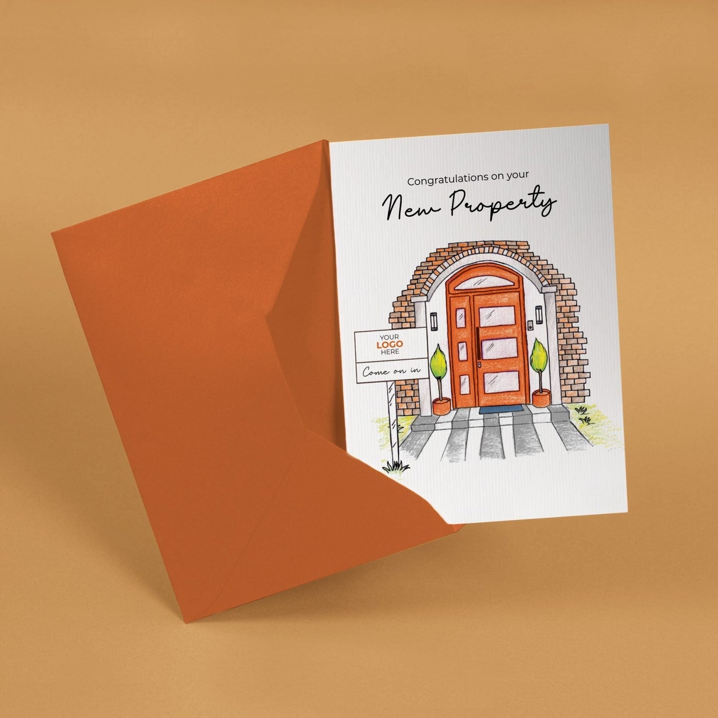 Colorful Door With Sign' Personalised Corporate Branded Property Greeting Cards image 2