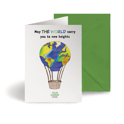 ‘Hot Air Balloon’ Personalised Corporate Branded Travel Greeting Cards image 0