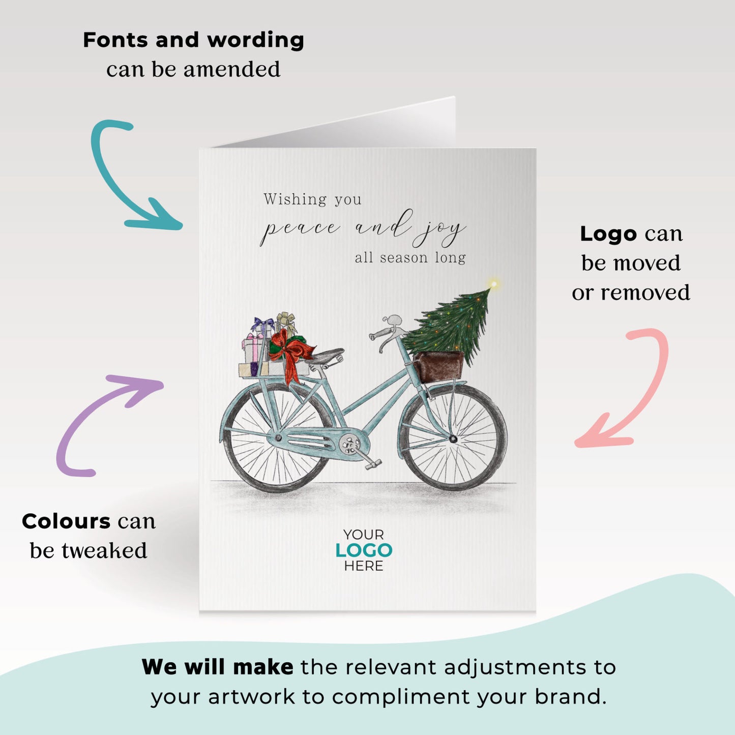 Christmas Bicycle' Branded Christmas Cards image 1