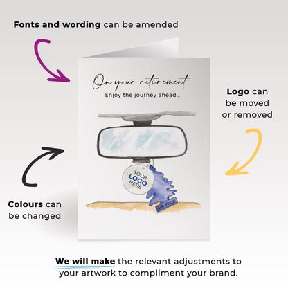 ‘Rearview Mirror’ Personalised Corporate Branded Retirement Greeting Cards image 1