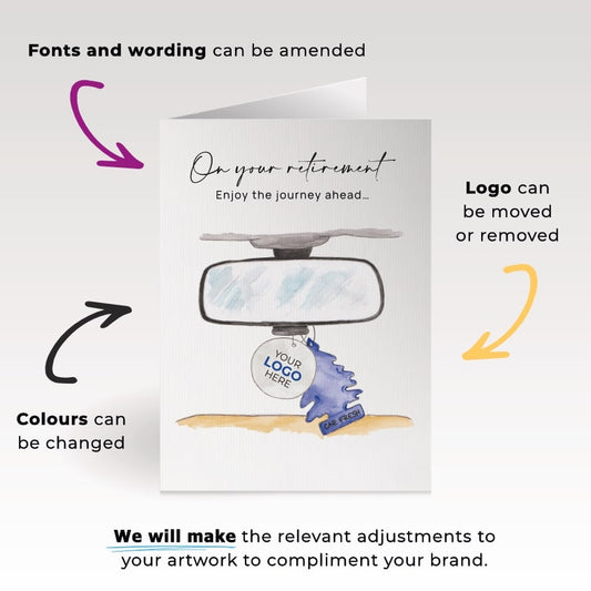 ‘Rearview Mirror’ Personalised Corporate Branded Retirement Greeting Cards image 1