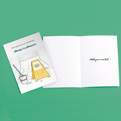 ‘Mop & Sign’ Personalised Corporate Branded Cleaning Industry Greeting Cards image 2
