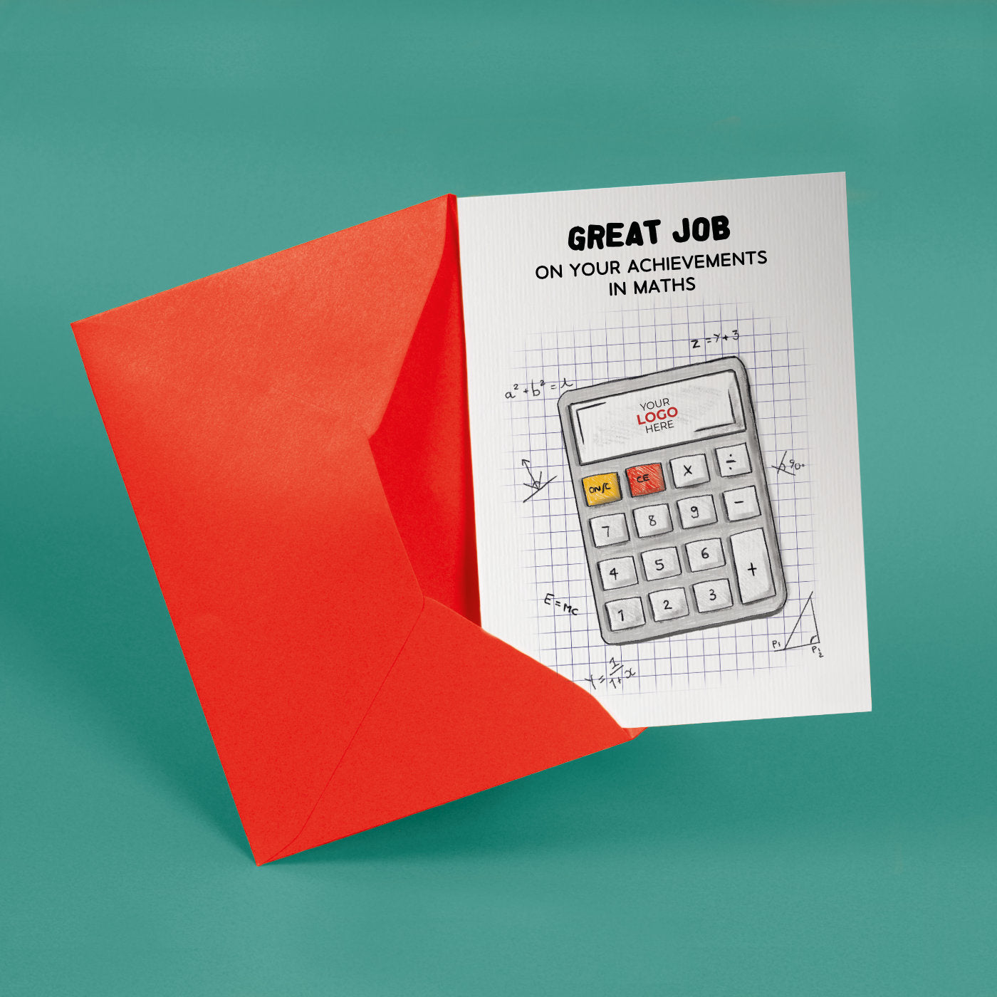 ‘Calculator’ Personalised Corporate Branded Education Greeting Cards image 2