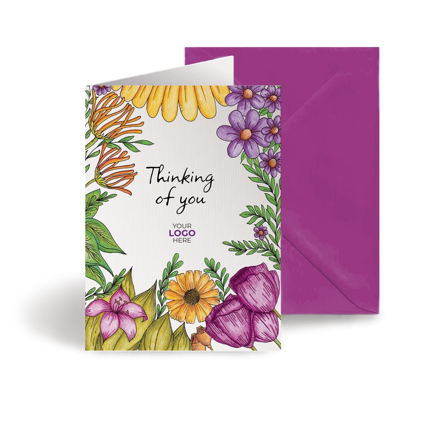 ‘Floral Garden’ Personalised Corporate Branded Thinking of You Greeting Cards image 0