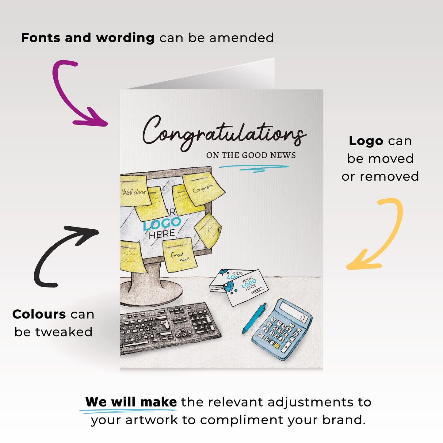 ‘Sticky Notes’ Personalised Corporate Branded Financial Greeting Cards image 3