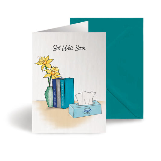 ‘Books, Vase & Tissue’ Business Get Well Soon Cards image 0