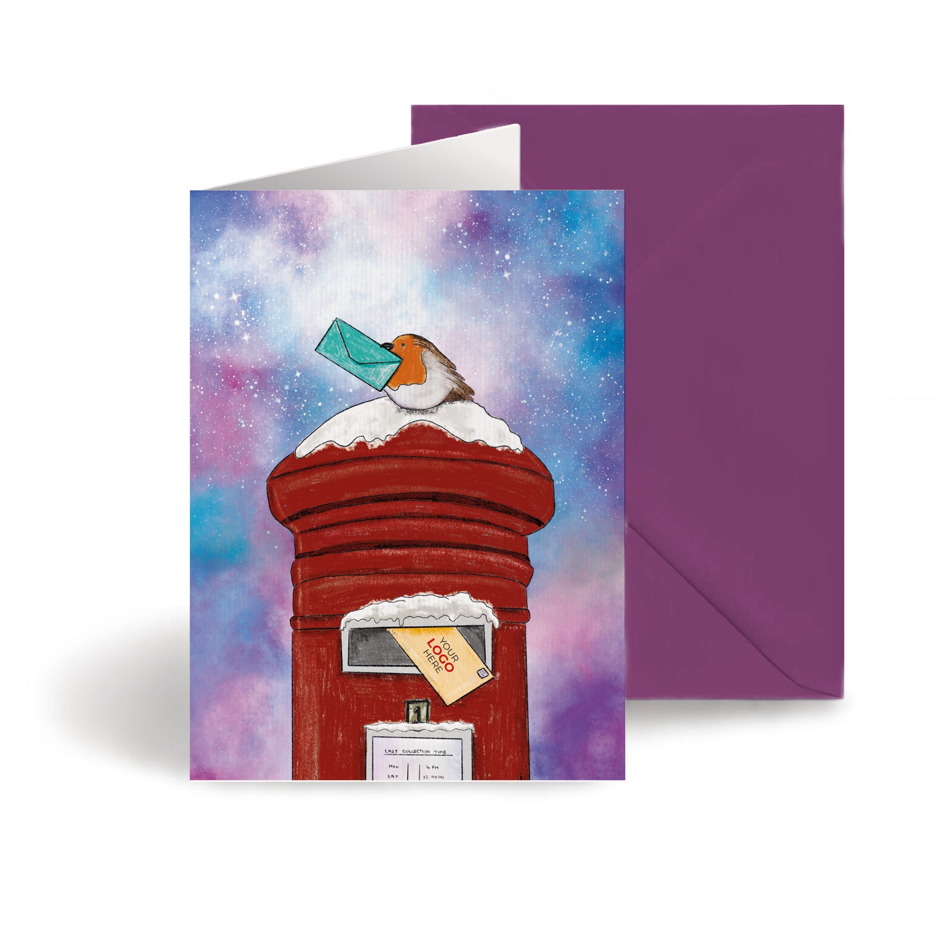 Postbox & Robin' Branded Christmas Cards image 0