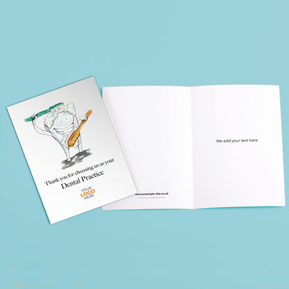 ‘Scrubbing Tooth’ Personalised Corporate Branded Health Care Greeting Cards image 3