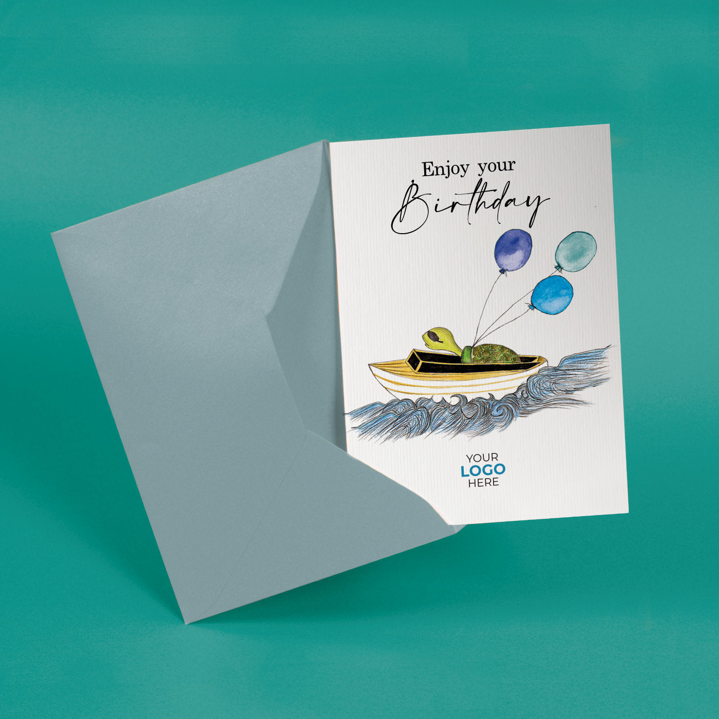 ‘Speedy Tortoise’ Personalised Corporate Branded Birthday Greeting Cards image 2