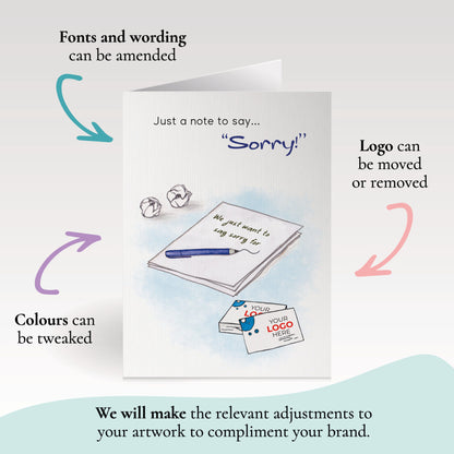 ‘Note & Business Cards’ Personalised Corporate Branded Sorry Greeting Cards image 4