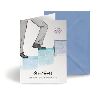 Stepping Up’ Personalised Corporate Branded Coaching Greeting Cards image 0