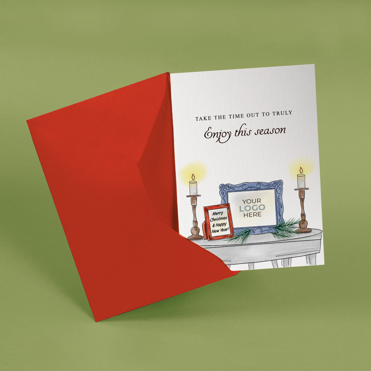 ‘Table & Candlesticks’ Branded Christmas Cards image 1