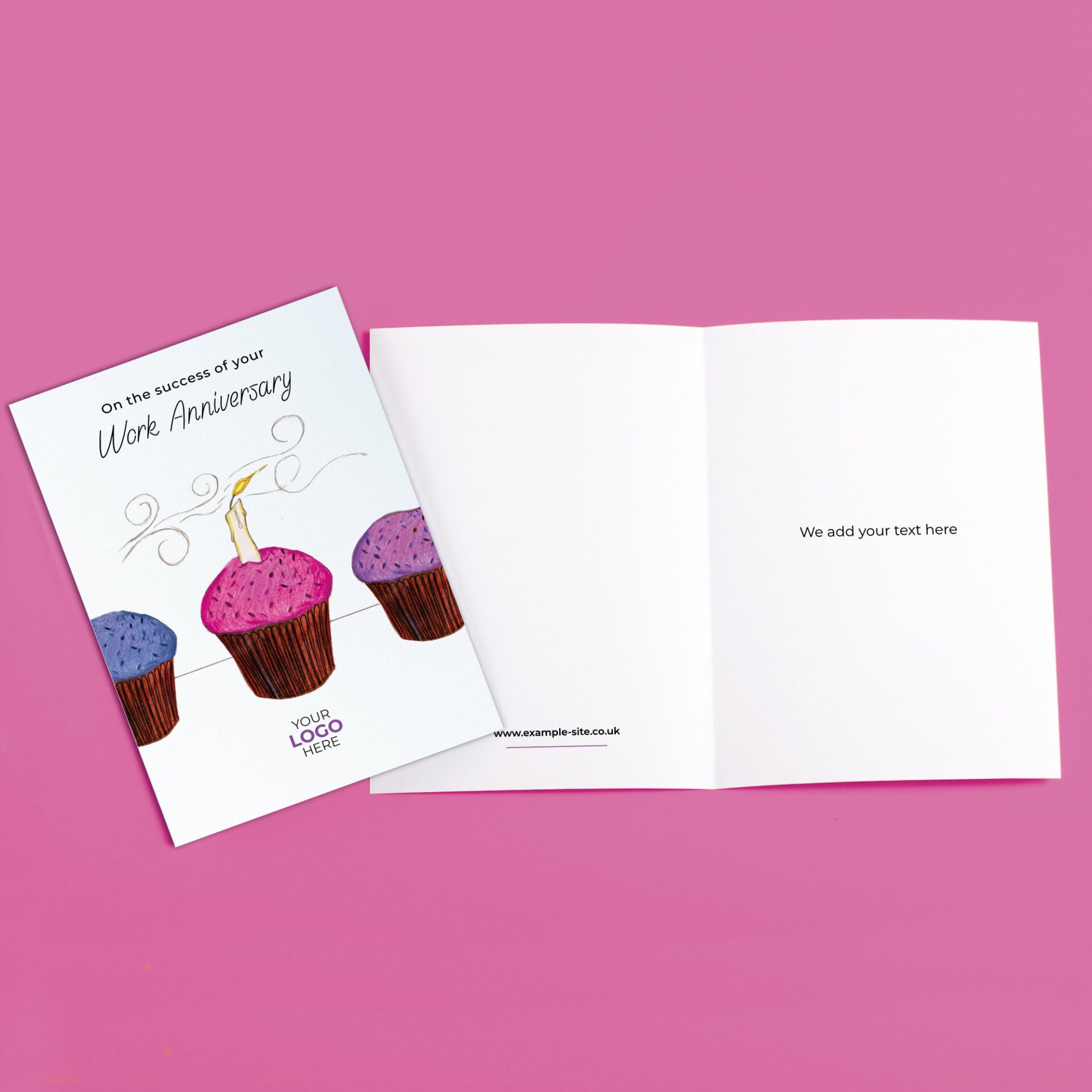 ‘Candle On Cupcake’ Personalised Corporate Branded Anniversary Greeting Cards image 3