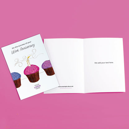 ‘Candle On Cupcake’ Personalised Corporate Branded Anniversary Greeting Cards image 3