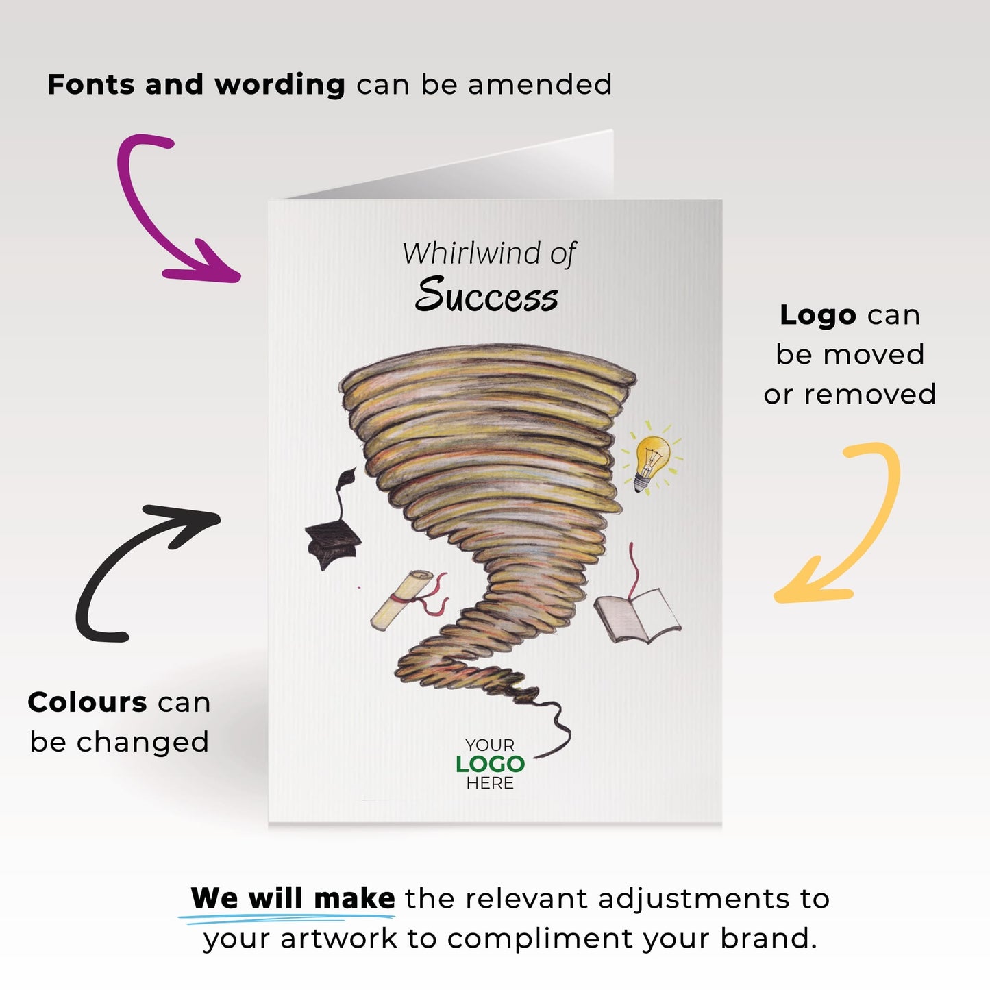 ‘Whirlwind’ Personalised Corporate Branded Education Greeting Cards image 4