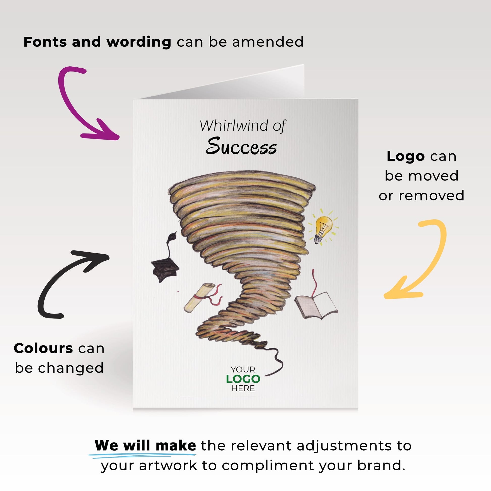 ‘Whirlwind’ Personalised Corporate Branded Education Greeting Cards image 4