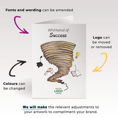 ‘Whirlwind’ Personalised Corporate Branded Education Greeting Cards image 4