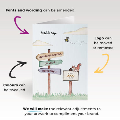 ‘Sign Post’ Personalised Corporate Branded Retirement Greeting Cards image 1