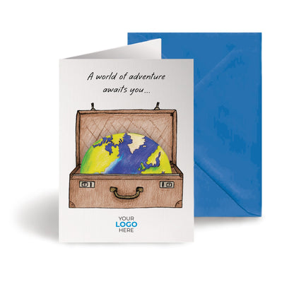 ‘Suitcase World’ Personalised Corporate Branded Travel Greeting Cards image 0