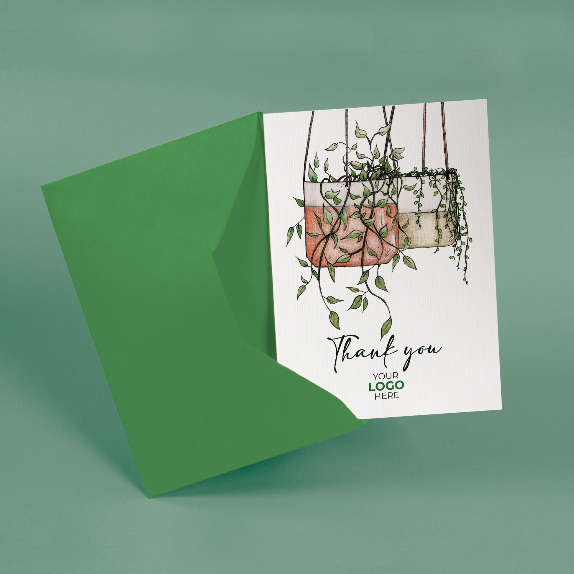 ‘Hanging Plants’ Personalised Corporate Branded Floral Greeting Cards image 2