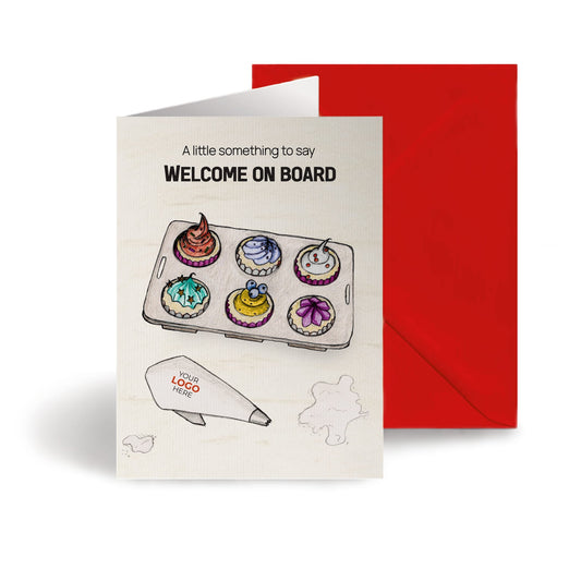 ‘Cupcakes in a Tray’ Personalised Corporate Branded Welcome Greeting Cards image 0