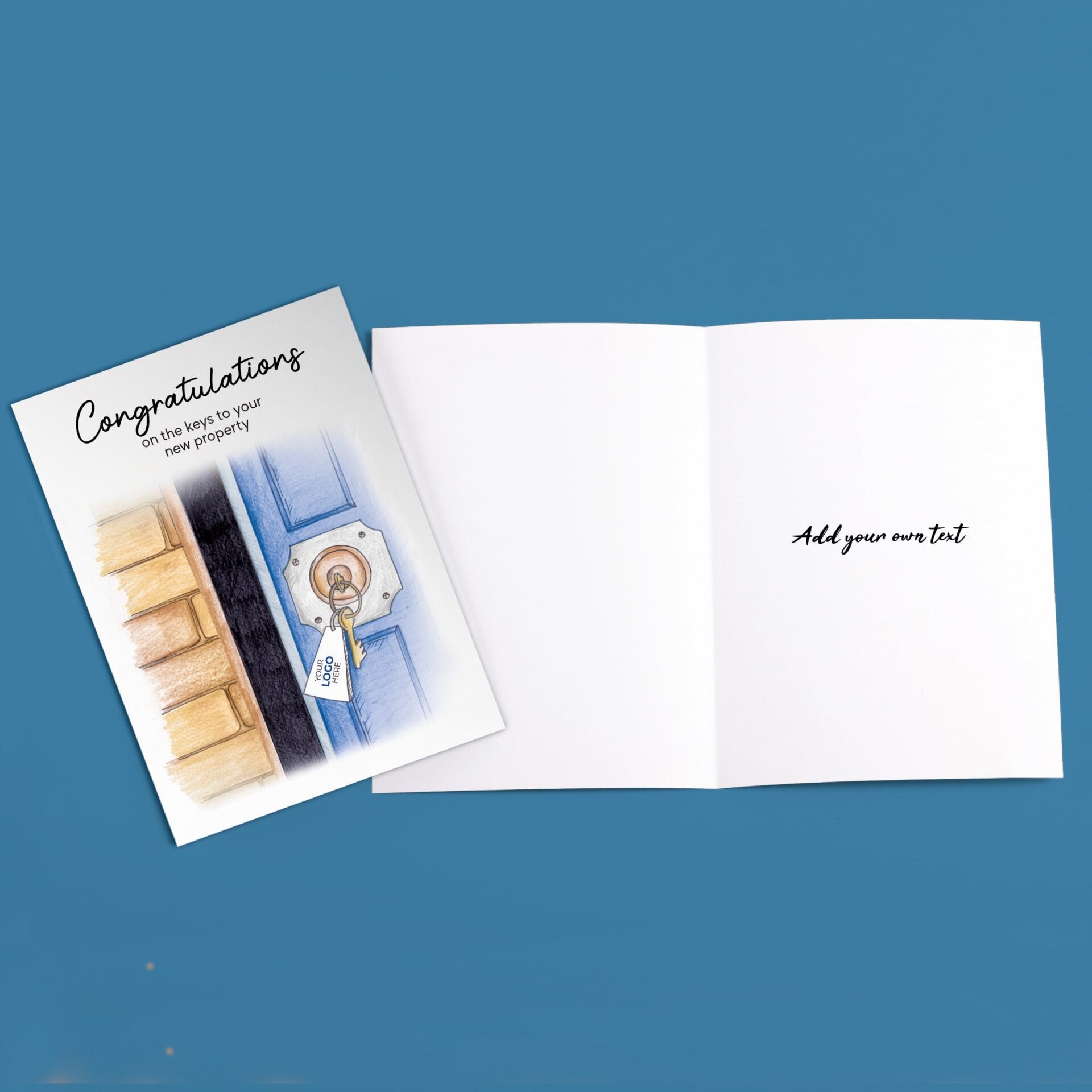 ‘Key in Door’ Personalised Corporate Branded Property Greeting Cards image 3