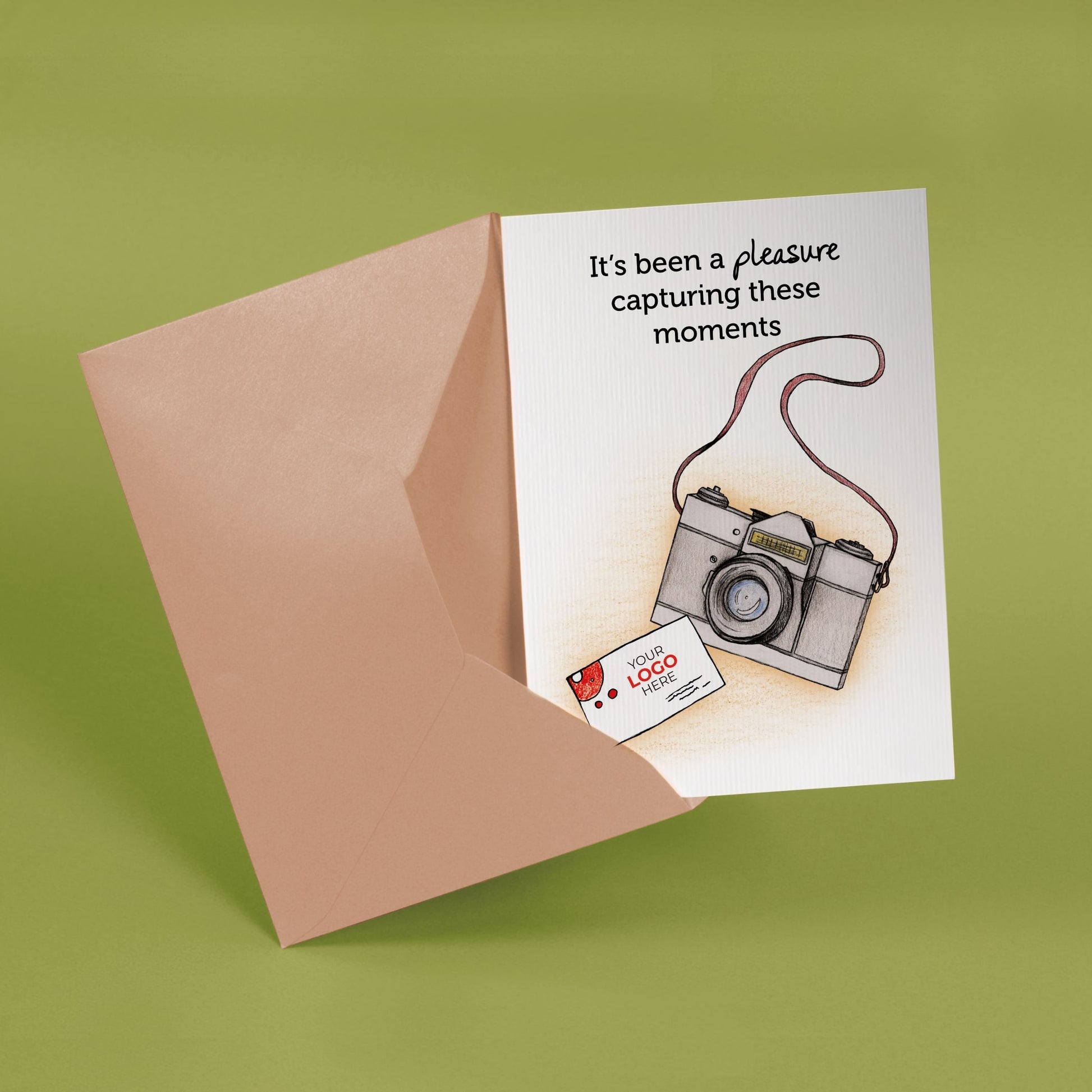 ‘Camera with Card’ Personalised Corporate Branded Creative Industries Greeting Cards image 2