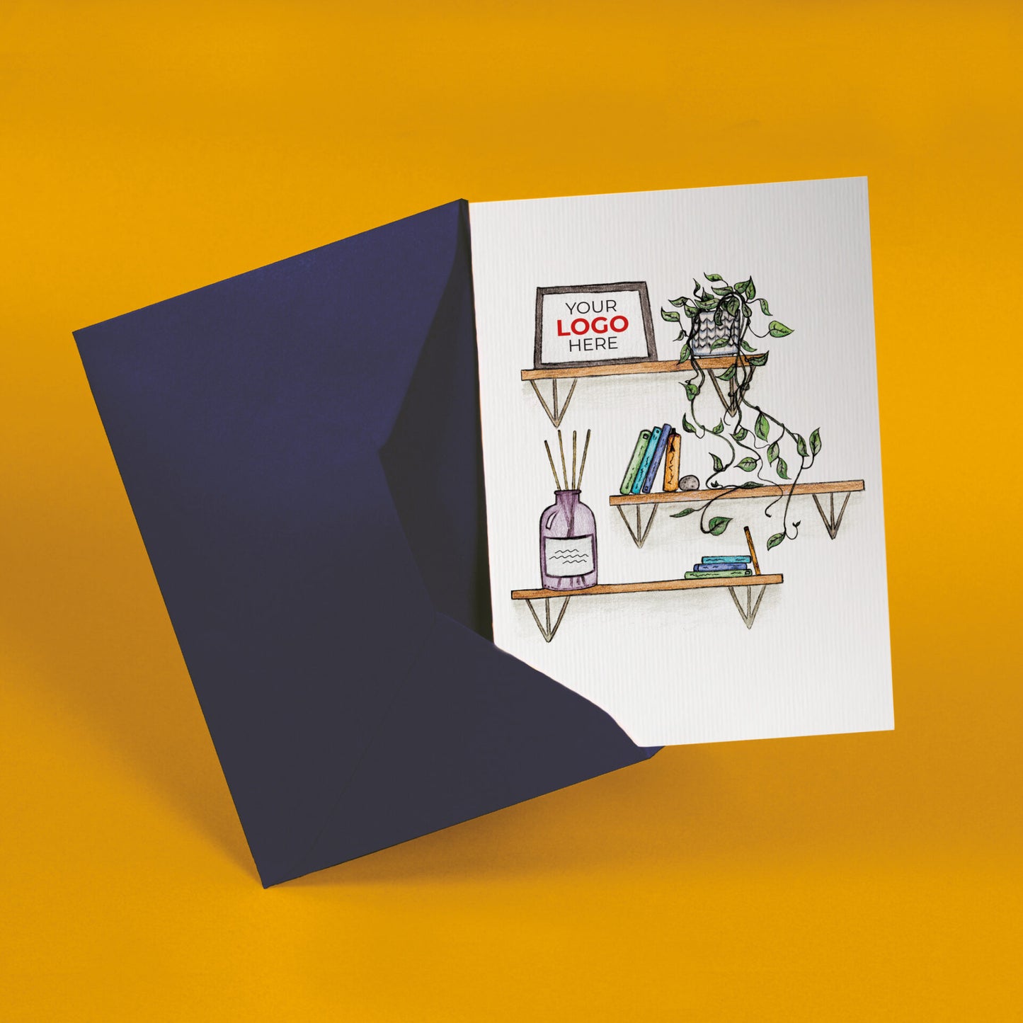 ‘Shelves’ Personalised Corporate Branded Open Greeting Cards image 2