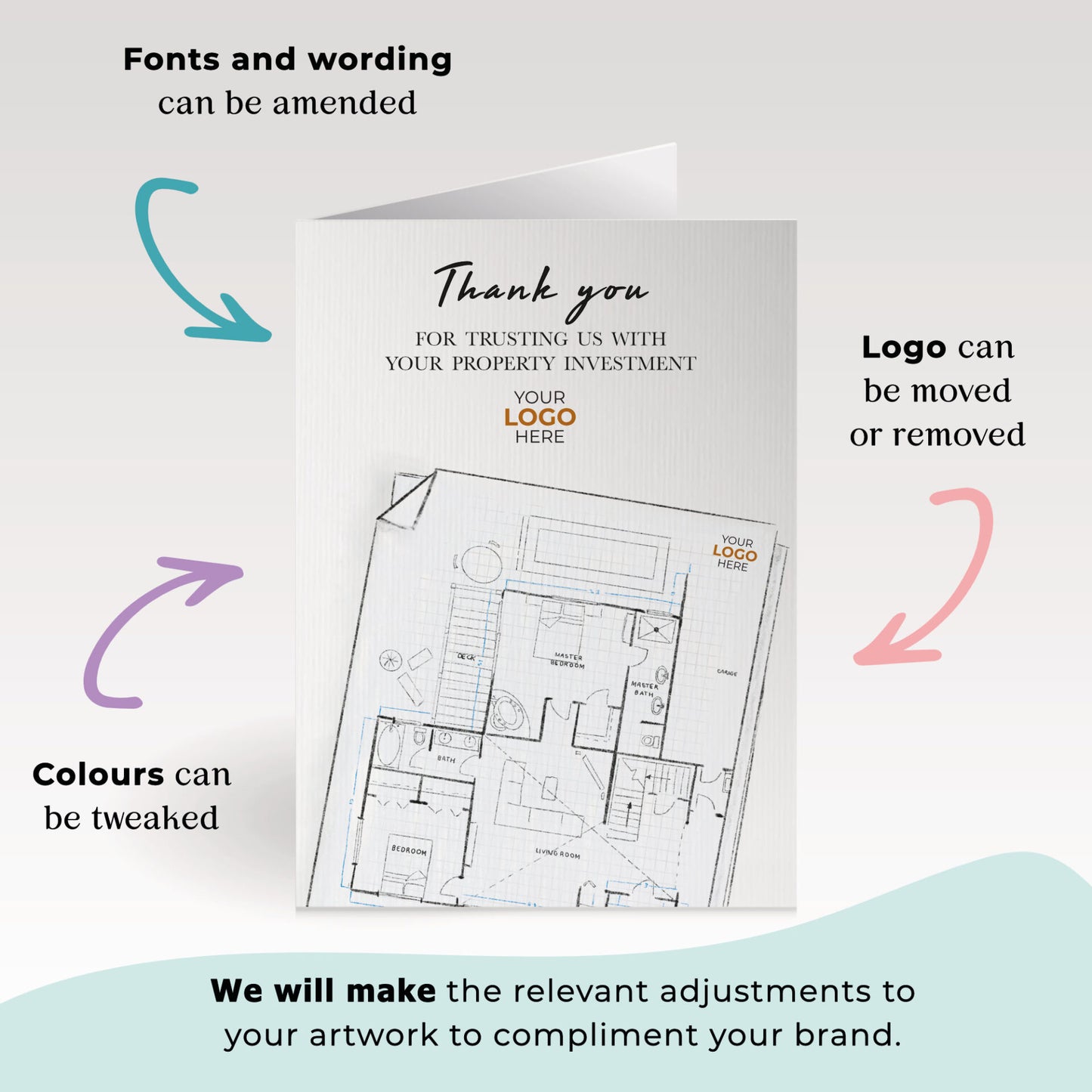 Floor Plan' Personalised Corporate Branded Property Greeting Cards image 3
