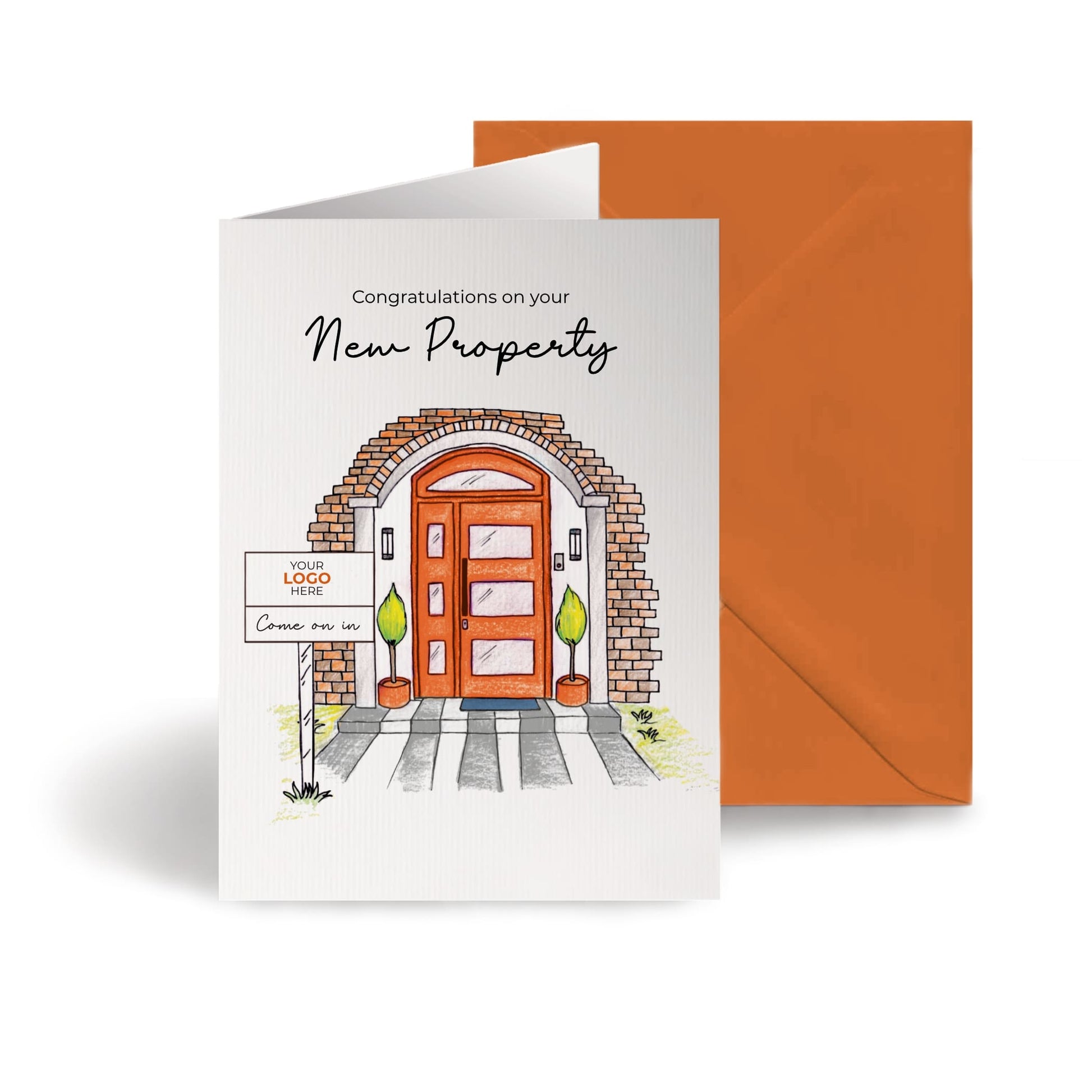 Colorful Door With Sign' Personalised Corporate Branded Property Greeting Cards image 0