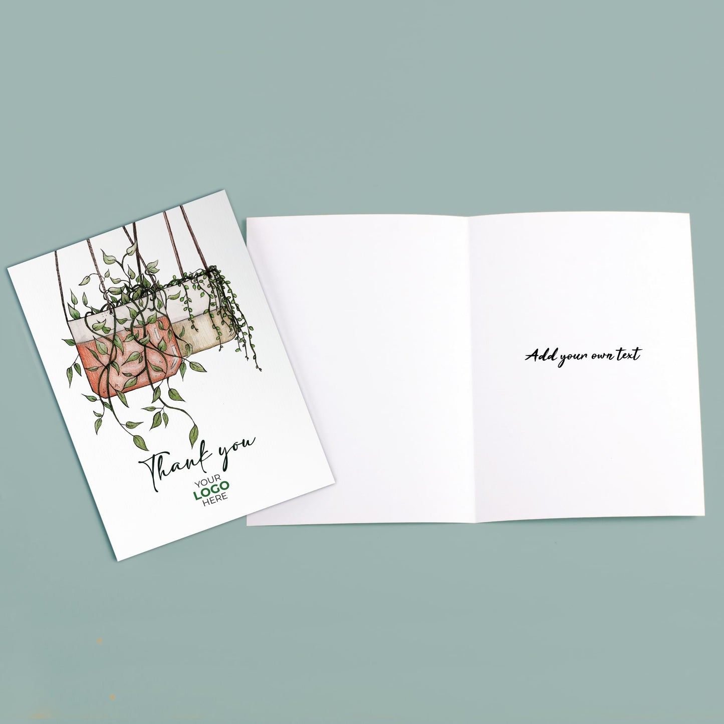 ‘Hanging Plants’ Personalised Corporate Branded Floral Greeting Cards image 3
