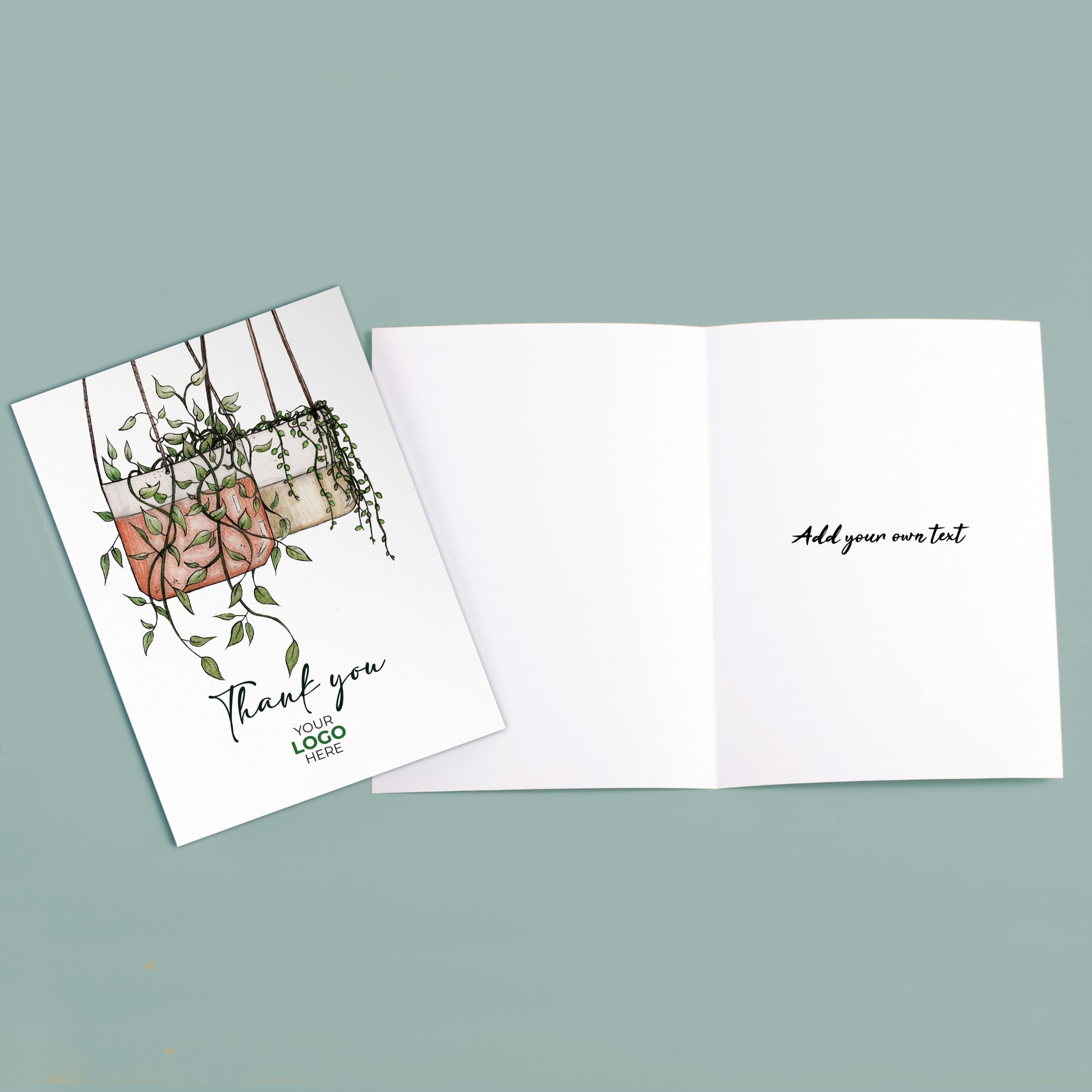 ‘Hanging Plants’ Personalised Corporate Branded Floral Greeting Cards image 3
