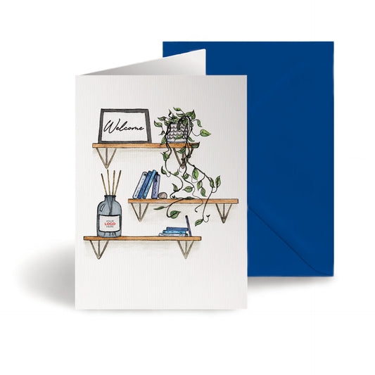 ‘Shelves’ Personalised Corporate Branded Welcome Greeting Cards image 0