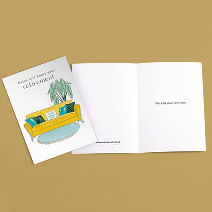 ‘Luxury Sofa’ Personalised Corporate Branded Retirement Greeting Cards image 3