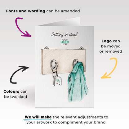 ‘Hanging Coat’ Personalised Corporate Branded Property Greeting Cards image 1